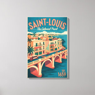 Saint-Louis Senegal Retro Travel Poster Art Canvas Print