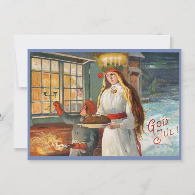 Saint Lucia and Child delivering Saffron Bread Thank You Card (Front)