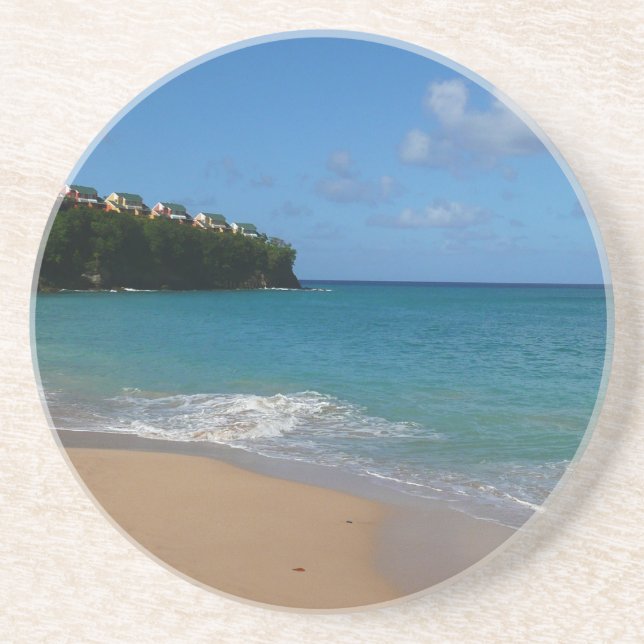 Saint Lucia Beach Tropical Vacation Landscape Coaster (Front)