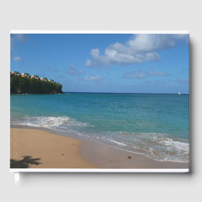 Saint Lucia Beach Tropical Vacation Landscape Guest Book (Front)