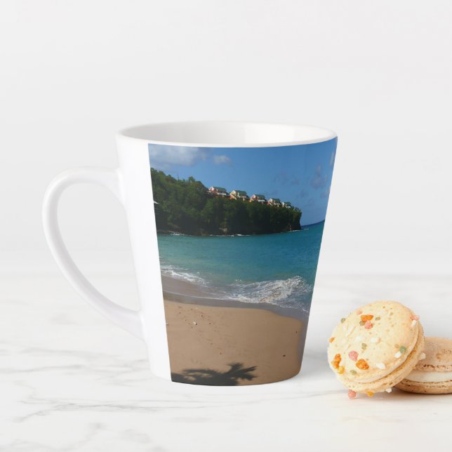 Saint Lucia Beach Tropical Vacation Landscape Latte Mug (In Situ)