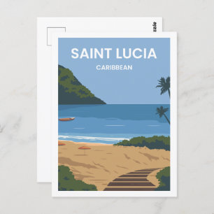 Saint Lucia Caribbean Travel Place Illustration Postcard