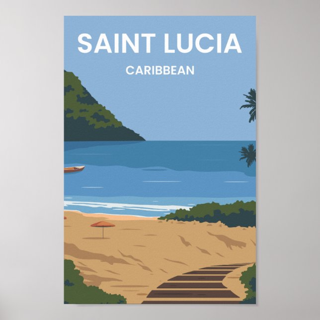 Saint Lucia Caribbean Travel Place Illustration Poster (Front)