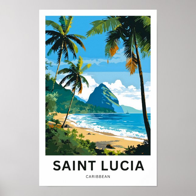 Saint Lucia Caribbean Travel Print (Front)