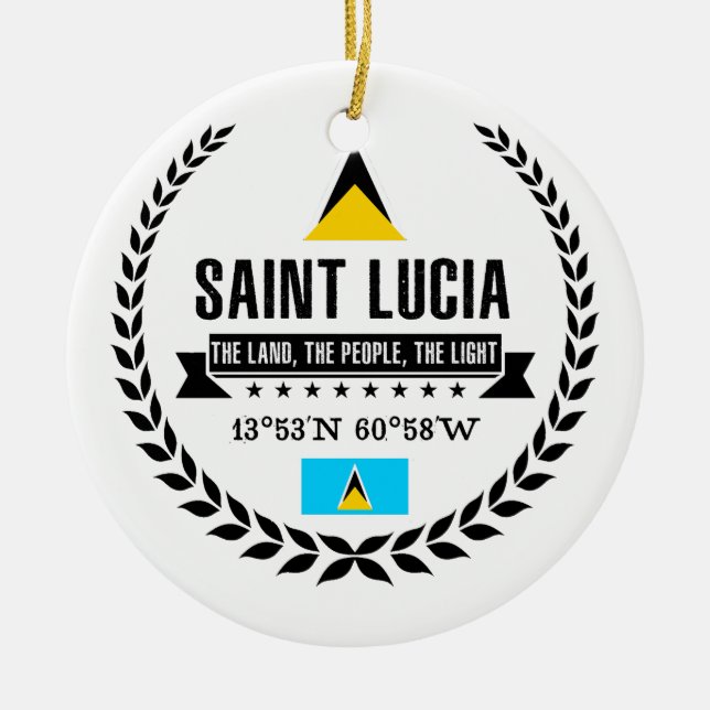 Saint Lucia Ceramic Tree Decoration (Front)