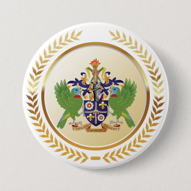 Saint Lucia Coat Of Arms 7.5 Cm Round Badge (Front)