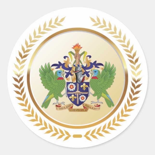 Saint Lucia Coat Of Arms Classic Round Sticker (Front)