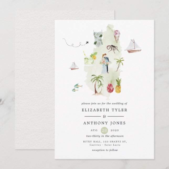 Saint Lucia Destination Wedding Invitation (Front/Back)
