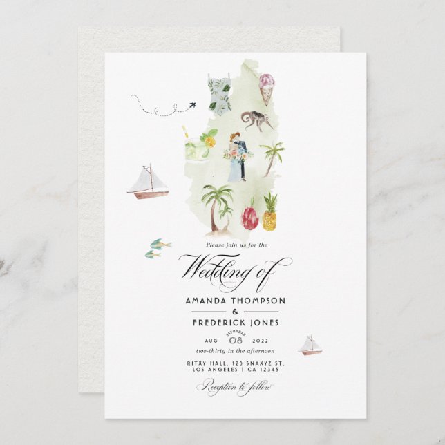 Saint Lucia Destination Wedding Photo Invitation (Front/Back)