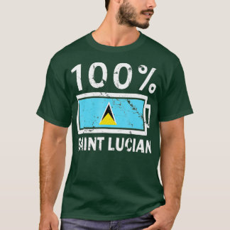 Saint Lucia Flag  100 Saint Lucian Battery Power  T-Shirt