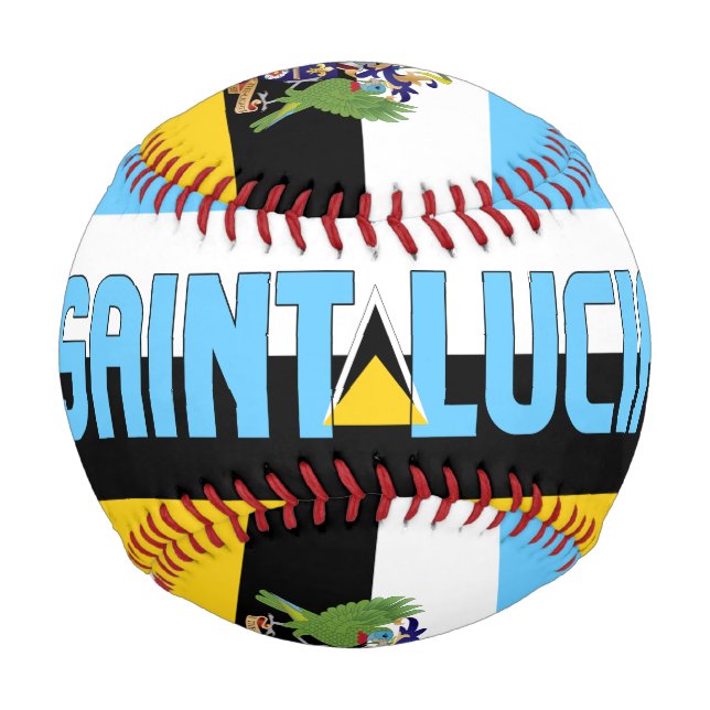 Saint Lucia Flag and Coat of Arms Patriotic Baseball (Front)