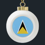 Saint Lucia Flag Ceramic Ball Christmas Ornament<br><div class="desc">Saint Lucia Flag Feel free to modify the design according to your own preferences. You may change the design location, orientation, background colours and size. Also, you may add your own text, or slogan set its font, location and size, all in order to create the ultimate personal gift for you...</div>