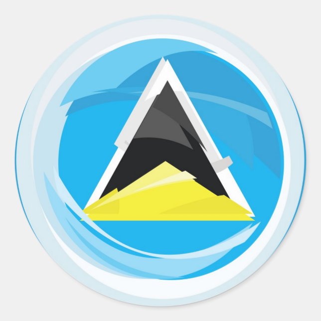 Saint Lucia Flag Classic Round Sticker (Front)