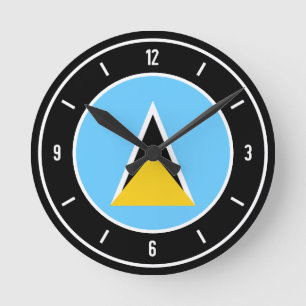 Saint Lucia Flag Elegant Round Clock