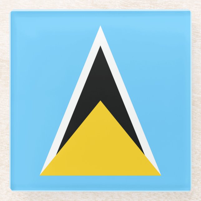 Saint Lucia Flag Glass Coaster (Front)