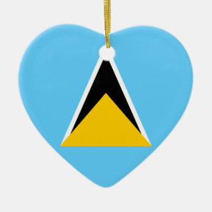 Saint Lucia Flag Heart Ceramic Tree Decoration
