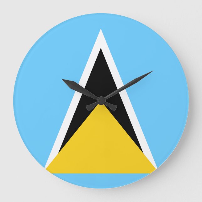 Saint Lucia Flag Large Clock (Front)
