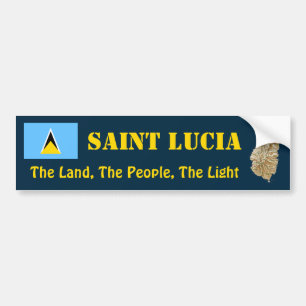 Saint Lucia Flag + Map Bumper Sticker
