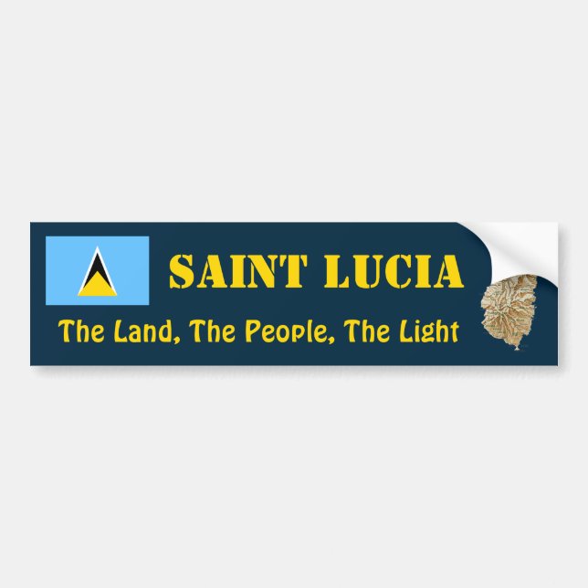 Saint Lucia Flag + Map Bumper Sticker (Front)