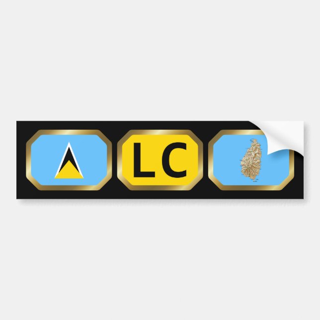 Saint Lucia Flag Map Code Bumper Sticker (Front)