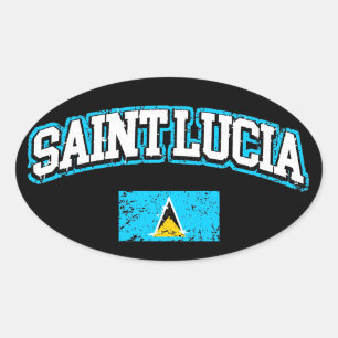 Saint Lucia  Flag Oval Sticker