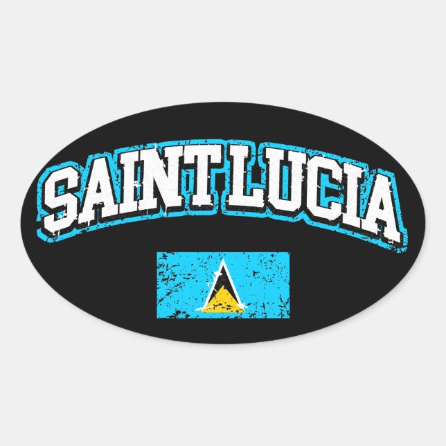 Saint Lucia  Flag Oval Sticker (Front)