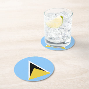 Saint Lucia flag Round Paper Coaster