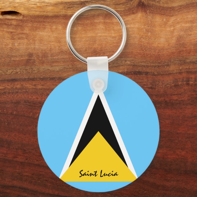 Saint Lucia Flag & Saint Lucia patriots / sports Key Ring (Front)