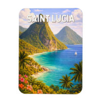 Saint Lucia Illustration Travel Art Vintage