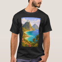 Saint Lucia Illustration Travel Art Vintage