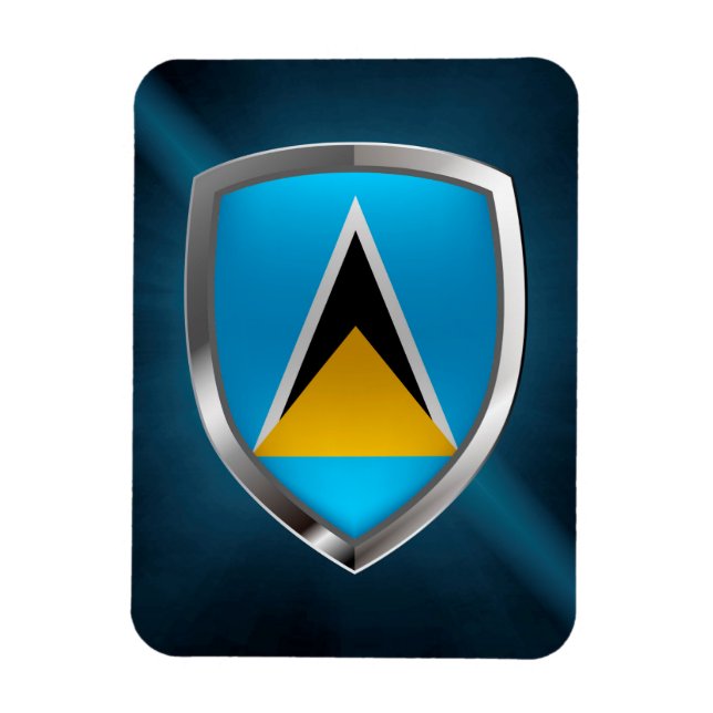 Saint Lucia Metallic Emblem Magnet (Vertical)