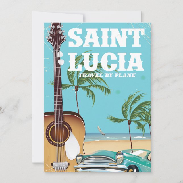 Saint Lucia retro Holiday poster art (Front)