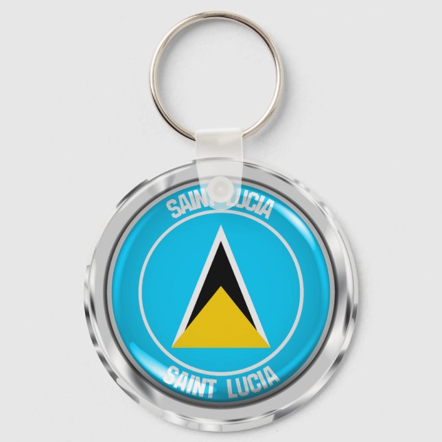Saint Lucia Round Emblem Key Ring (Front)