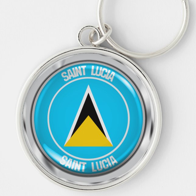Saint Lucia Round Emblem Key Ring (Front)