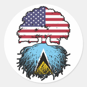 Saint Lucia Saint Lucian American USA Tree Roots Classic Round Sticker
