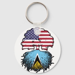 Saint Lucia Saint Lucian American USA Tree Roots Key Ring