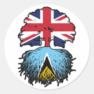Saint Lucia Saint Lucian British UK Tree Roots Classic Round Sticker