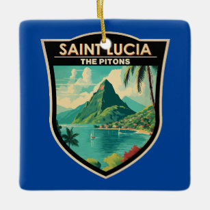 Saint Lucia The Pitons Travel Art Vintage Ceramic Ornament