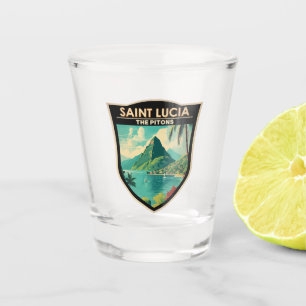 Saint Lucia The Pitons Travel Art Vintage Shot Glass