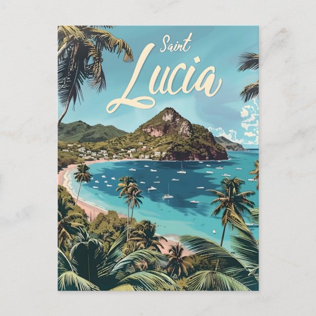 Saint Lucia Tropical Beach Postcard (Front)