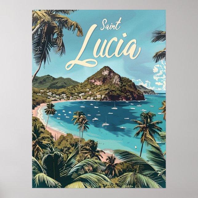 Saint Lucia Tropical Beach Poster (Front)