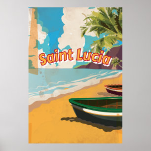 Saint Lucia Vintage vacation Poster