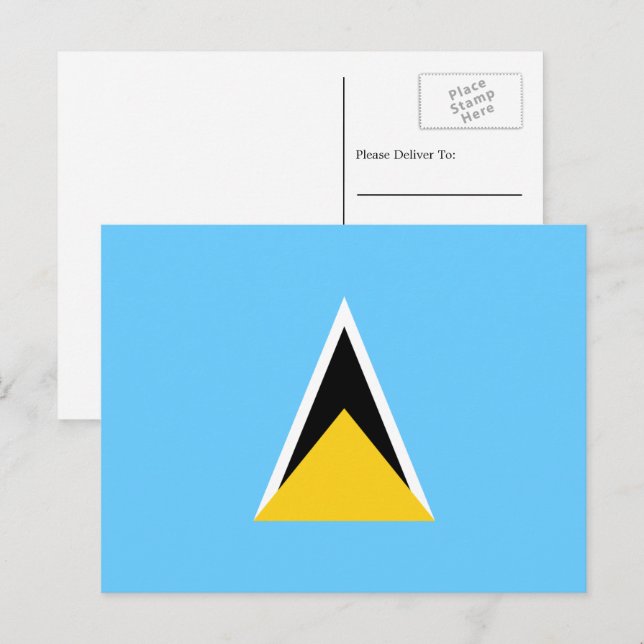 Saint Lucian Flag, Flag of Saint Lucia Postcard (Front/Back)