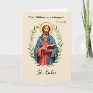 Saint Luke Feast Day God’s Blessings Floral Wreath Card