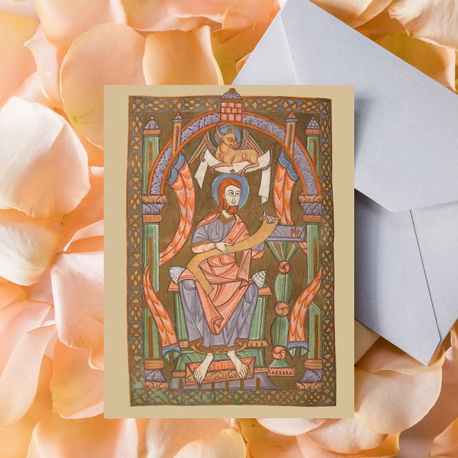 Saint Luke the Evangelist Mediaeval Christian Bibl Postcard (Saint Luke the Evangelist Medieval Christian Bible Postcard)