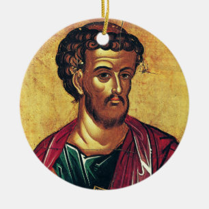 Saint Luke the Evangelist Orthodox icon Ceramic Tree Decoration