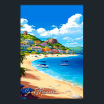 Saint Maarten vintage travel illustration Poster<br><div class="desc">Saint Maarten vintage travel place illustration</div>