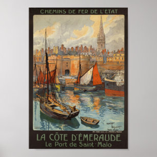 Saint Malo France - Vintage French Travel Poster
