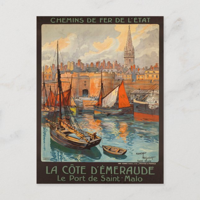 Saint Malo France - Vintage French Travel Poster Postcard (Front)