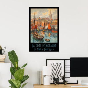 Saint Malo, France, Vintage Travel Poster Art